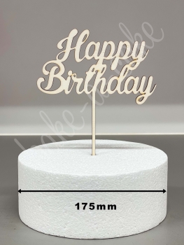 Torten Topper Holz - Happy Birthday 140mm