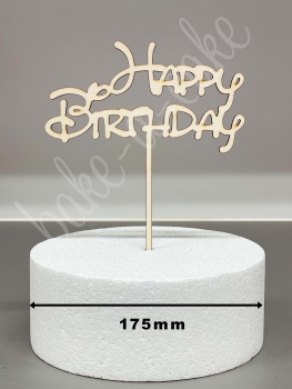 Torten Topper Holz - Happy Birthday 150mm