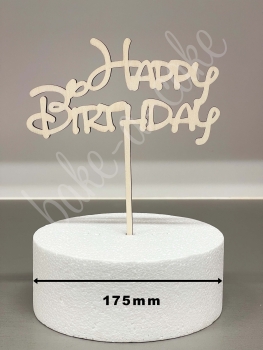 Torten Topper Holz - Happy Birthday 180mm