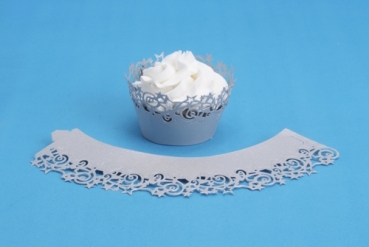 Cupcake Wrappers - Stars Silver