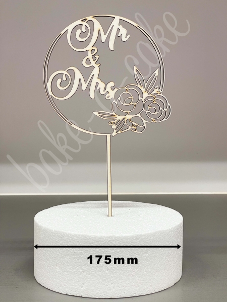 Torten Topper Holz - Mr & Mrs mit Rosen